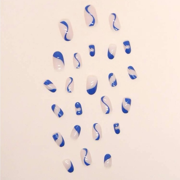 24pcs Long Oval Colorblock Fake Nails - Picture 5 of 6